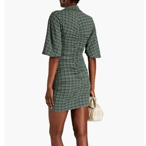NWOT GANNI Ruched checked seersucker mini dress Size 34 (US Small)